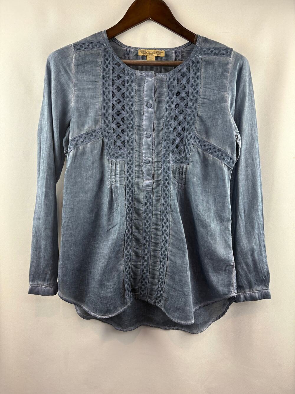 Women’s Vintage America Small Grayish Blue Blouse